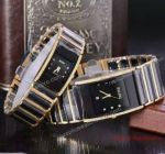 Replica Rado DiaStar Watch Gold & Black Ceramic Diamond Bezel 